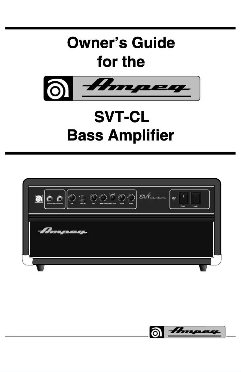 Page 1 de la notice Manuel utilisateur Ampeg SVT-CL