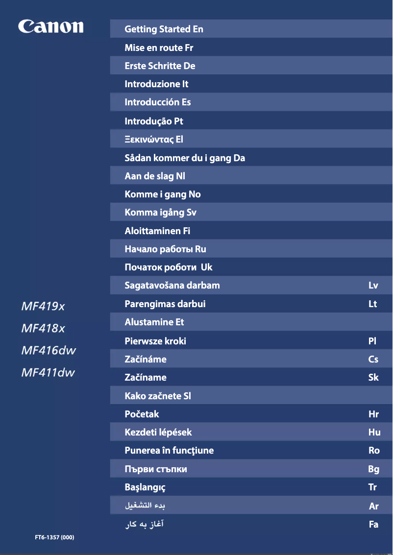 Image de la première page du manuel de l'appareil i-SENSYS MF418x