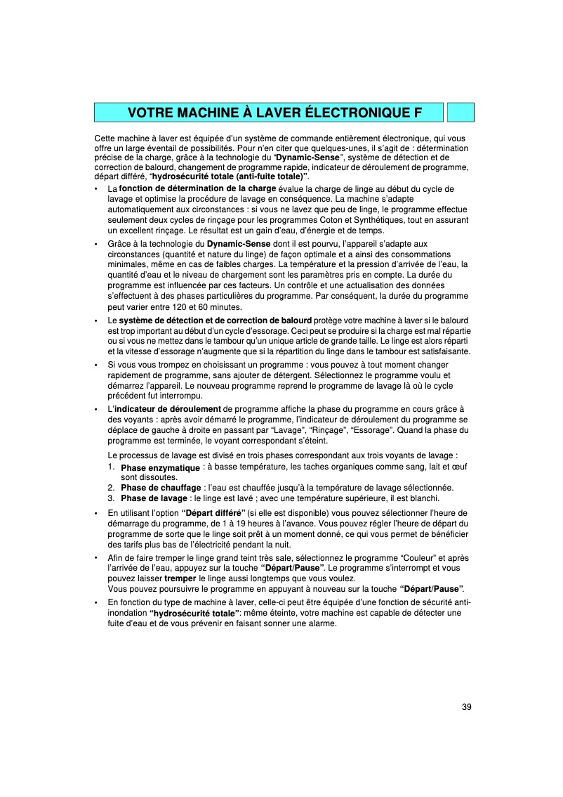 Page 1 de la notice Manuel utilisateur Bauknecht WA 8585