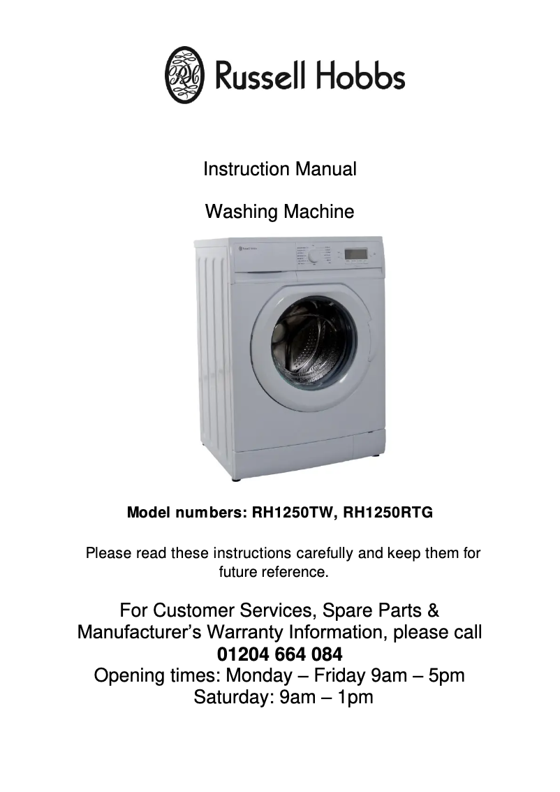 Page n°1 - Manuel utilisateur Russell Hobbs RH1250RTG
