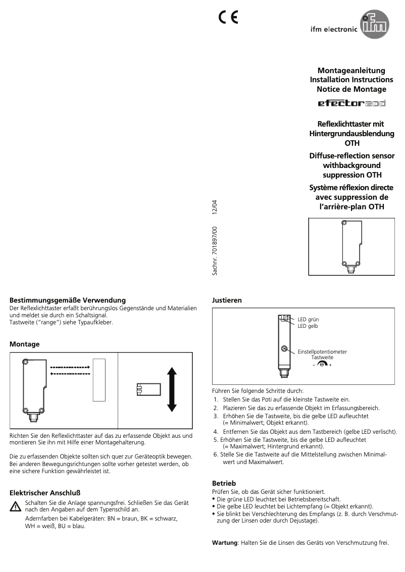 Page 1 de la notice Manuel utilisateur IFM OT5214