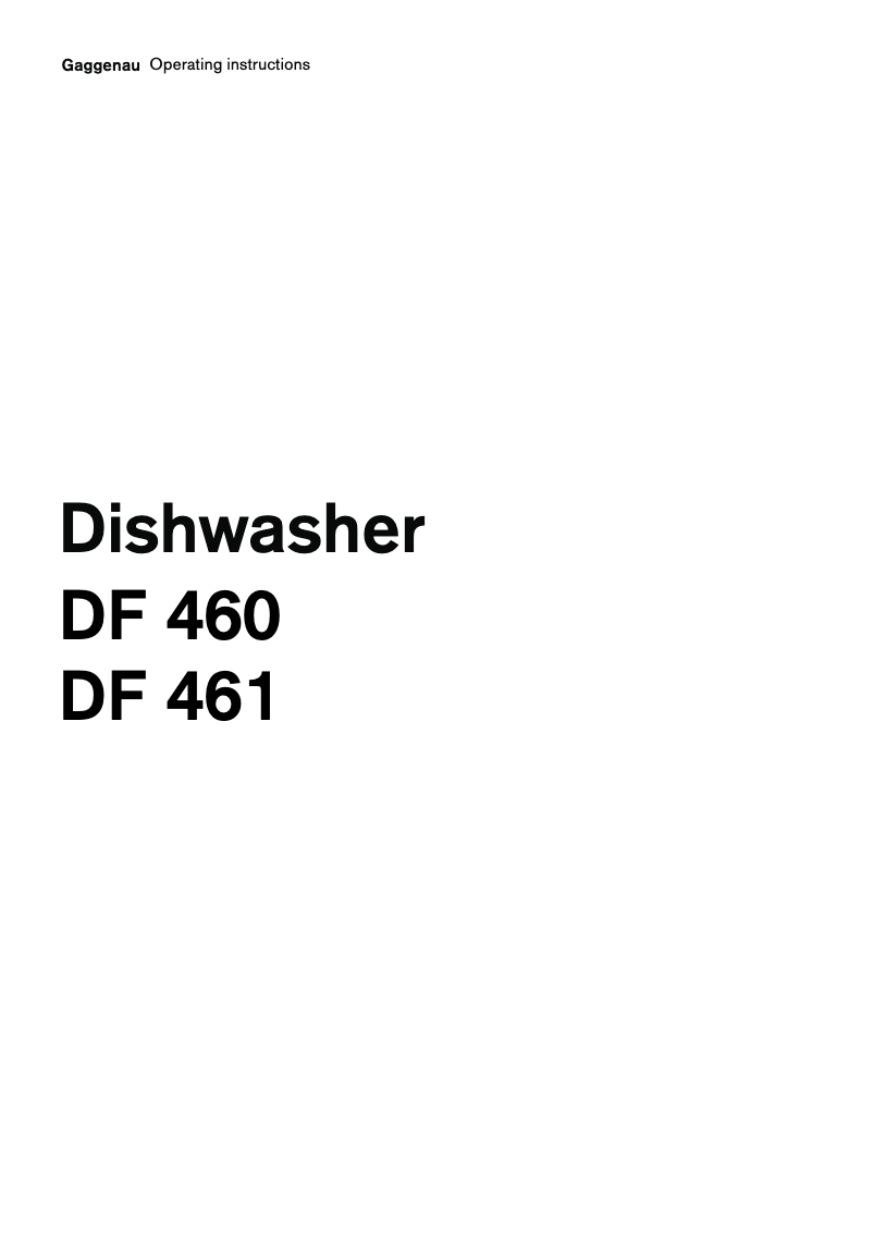 Image de la première page du manuel de l'appareil DF 460-161