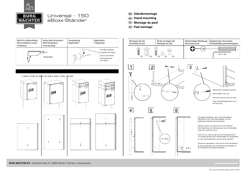 Page 1 de la notice Manuel utilisateur Burg Wächter Universal 150 W
