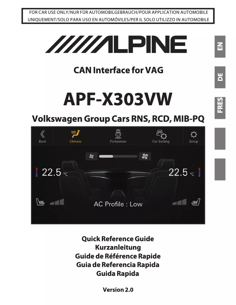 Page 1 de la notice Manuel utilisateur Alpine APF-X303VW