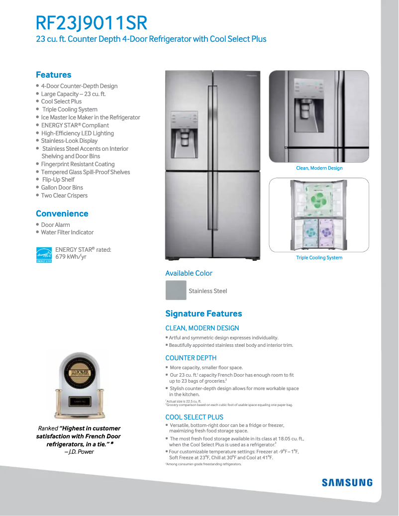 Image de la première page du manuel de l'appareil RF23J9011S