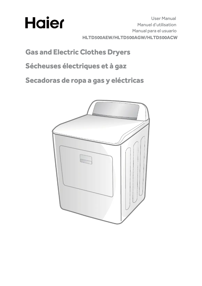 Page 1 de la notice Manuel d'utilisation et d'entretien Haier HLTD500AEW