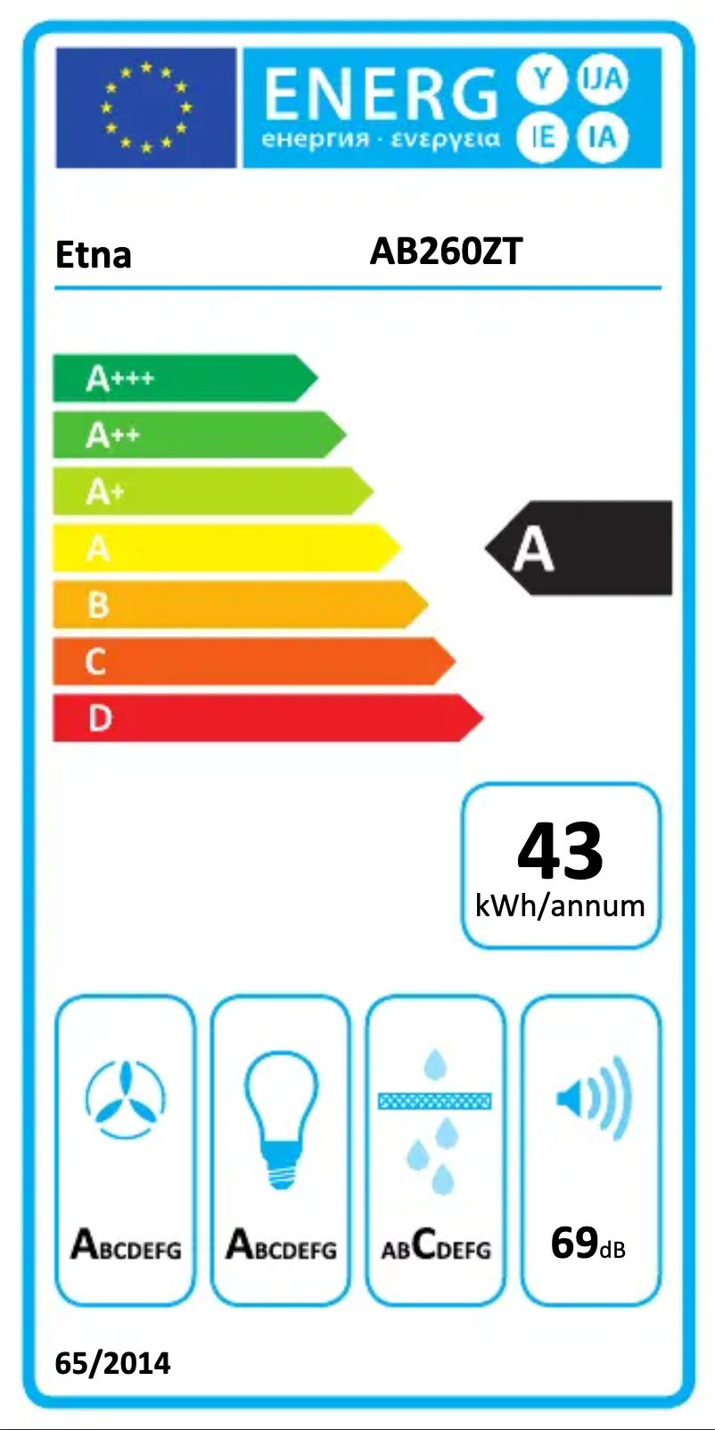Page 1 de la notice Label énergétique Etna AB260ZT