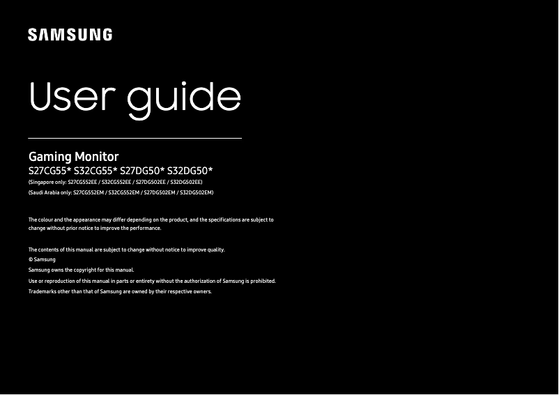 Page 1 de la notice Manuel utilisateur Samsung S32DG502EC