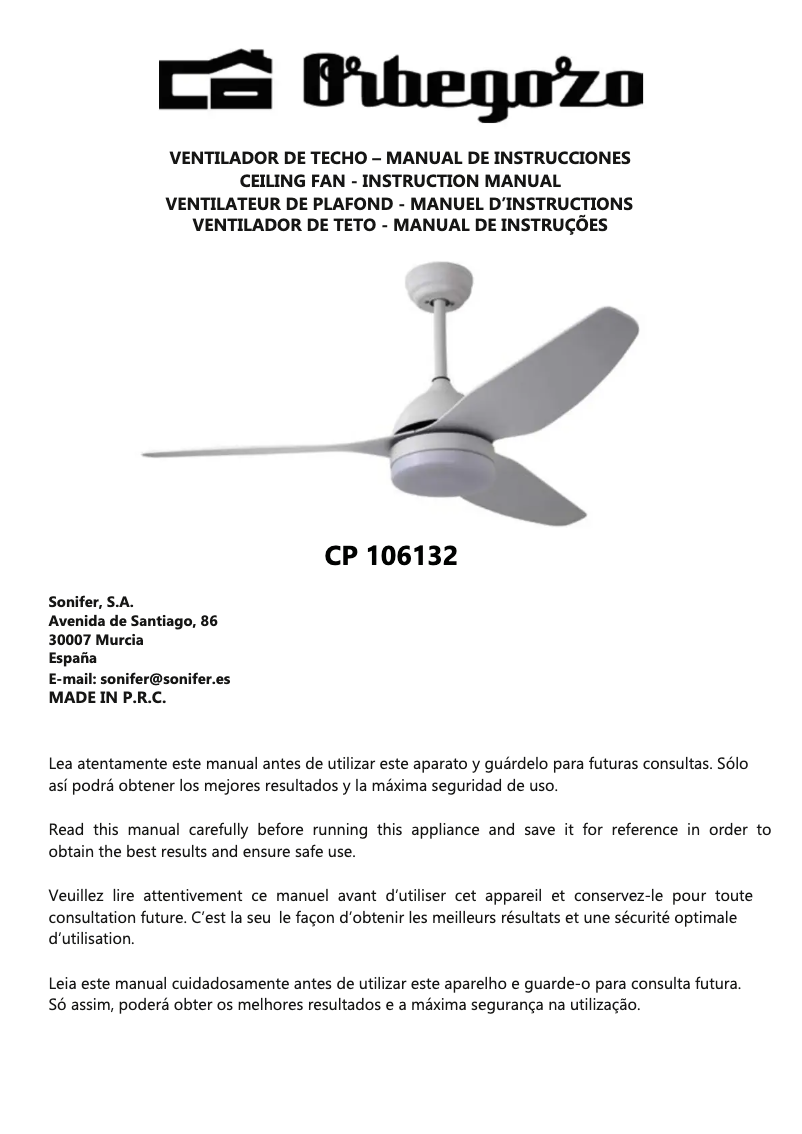 Image de la première page du manuel de l'appareil CP 106132