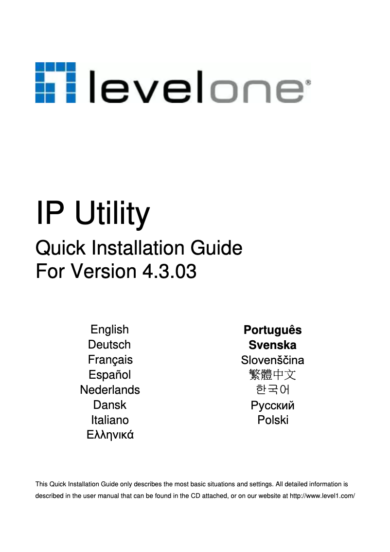 Page n°1 - Manuel utilisateur LevelOne FCS-1150