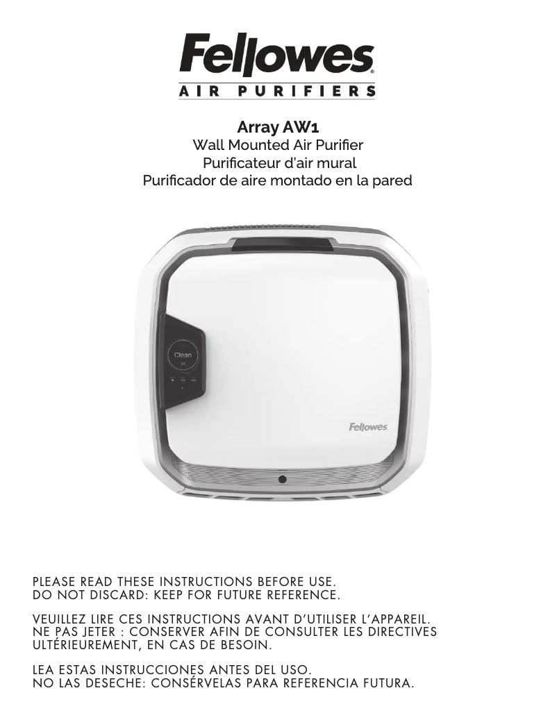 Page 1 de la notice Manuel utilisateur Fellowes Array AW1