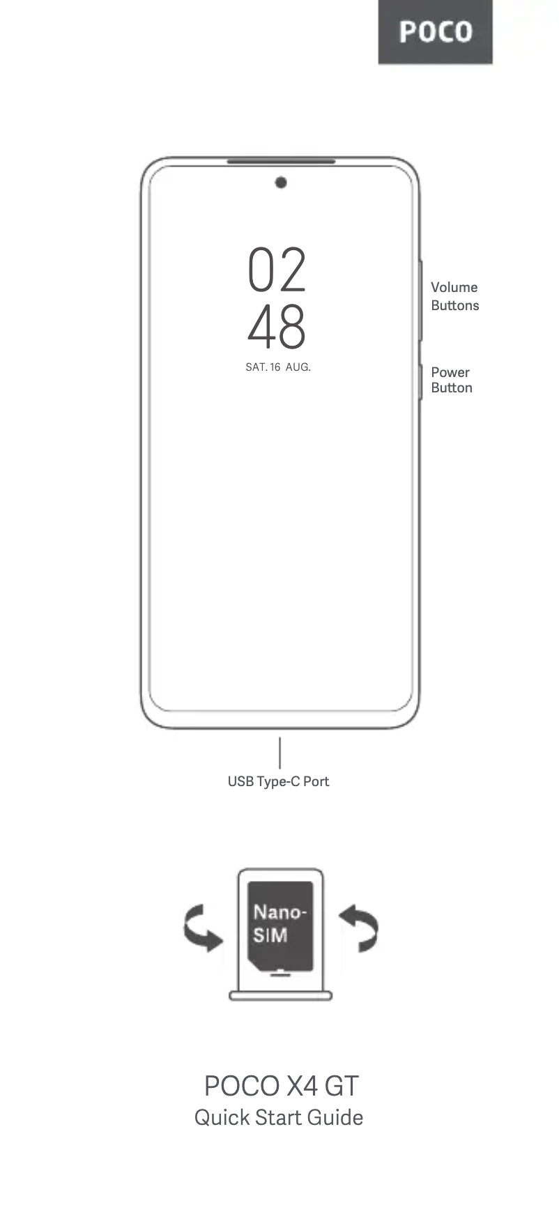 Page 1 de la notice Guide de démarrage rapide Xiaomi Poco X4 GT