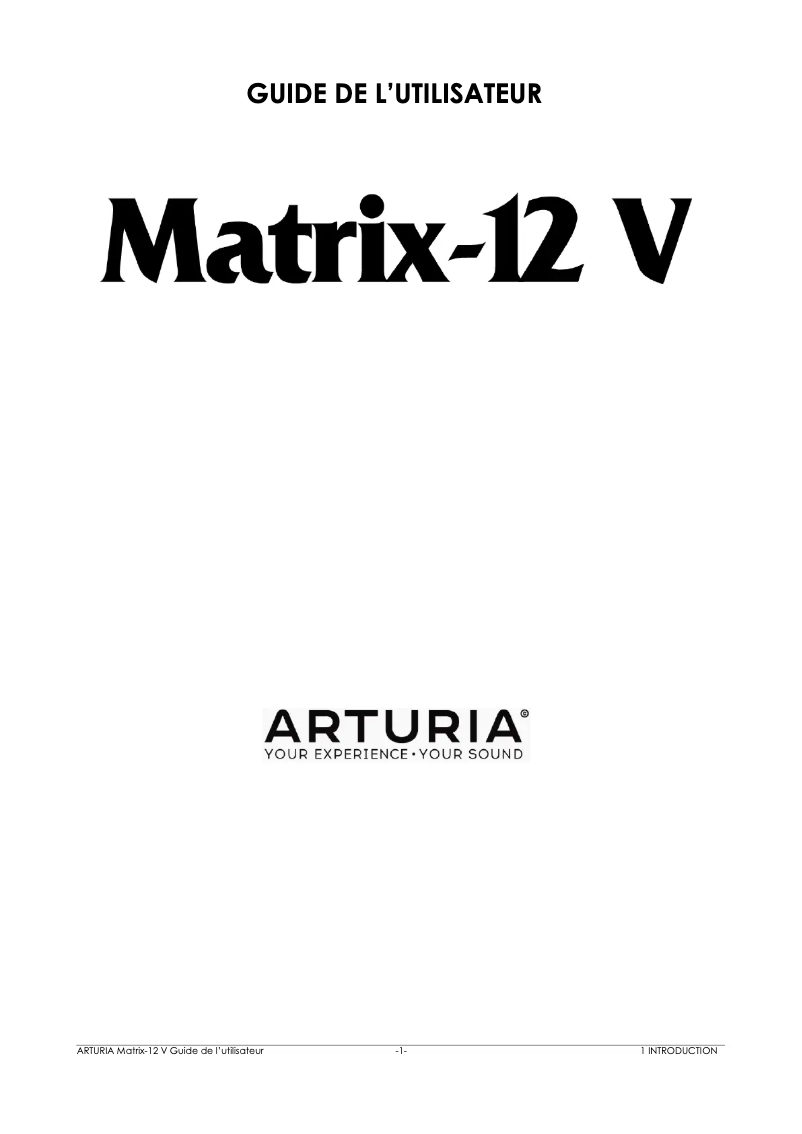 Page n°1 - Manuel utilisateur Arturia Matrix-12 V