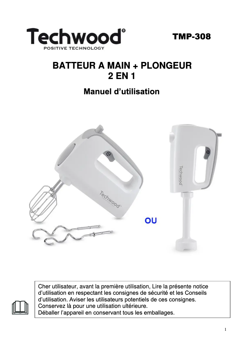 Page 1 de la notice Manuel utilisateur Techwood TMP-8241