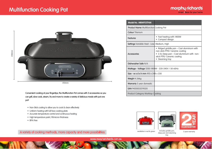 Page 1 de la notice Fiche technique Morphy Richards MRMP25