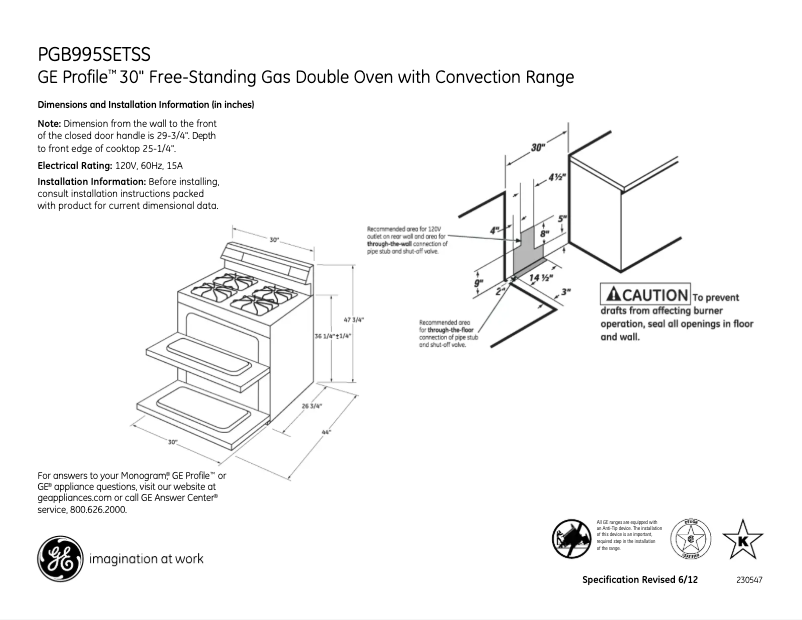 Image de la première page du manuel de l'appareil Profile PGB995SETSS