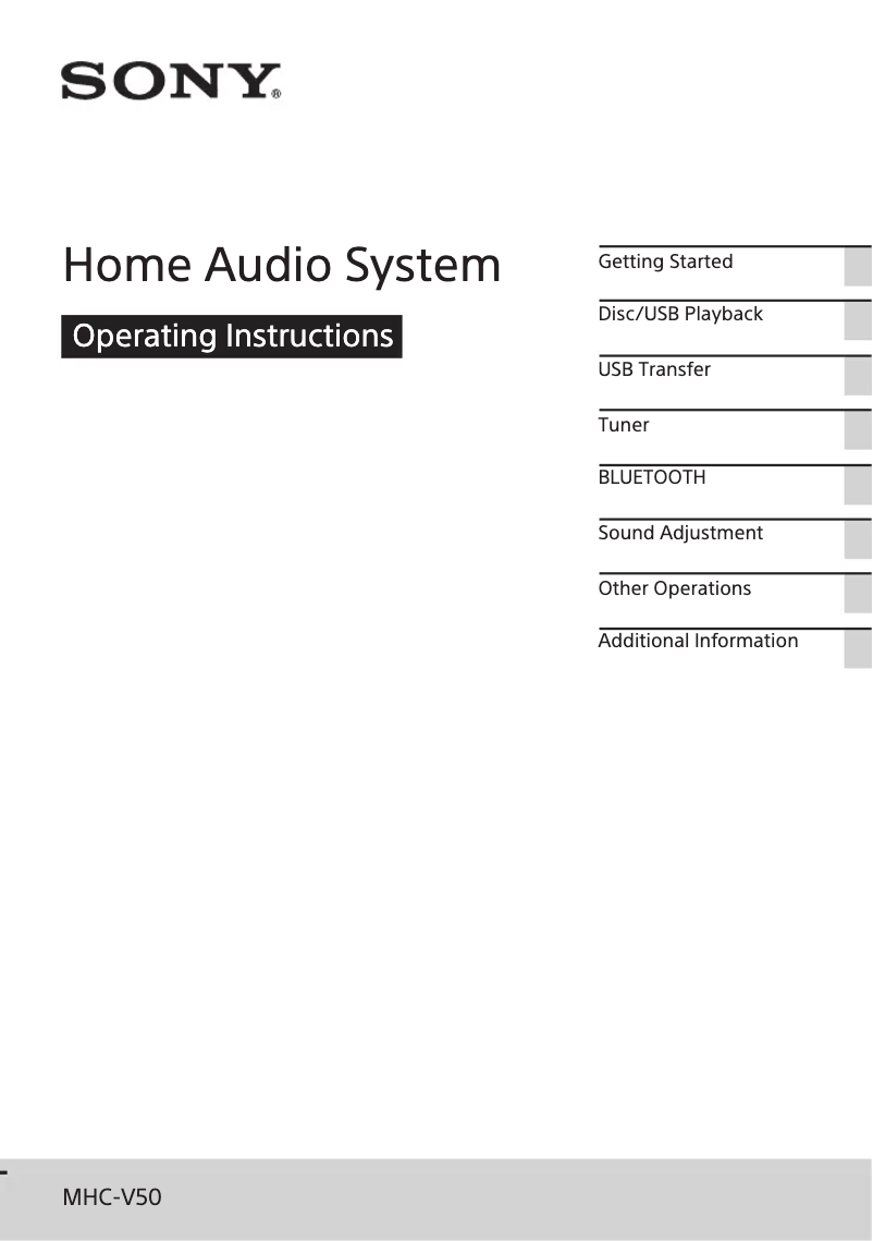 Page 1 de la notice Manuel utilisateur Sony MHC-V50