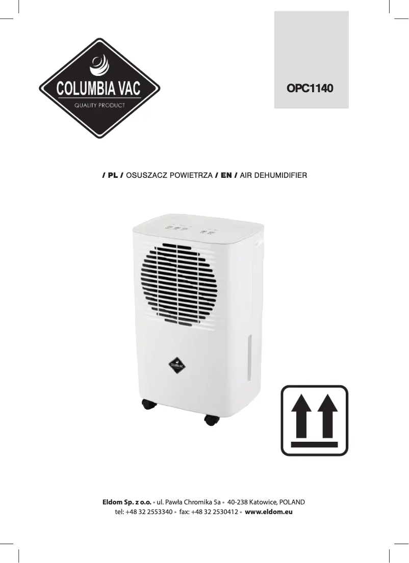 Page 1 de la notice Manuel utilisateur Eldom ColumbiaVac OPC1140