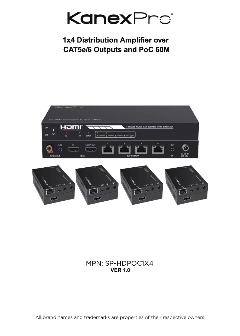 Página 1 del manual Manual de usuario KanexPro SP-HDPOC1X4