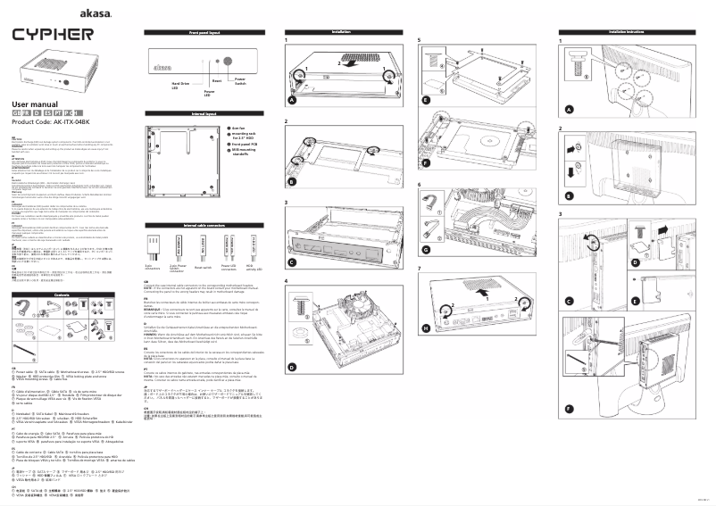 Page 1 de la notice Manuel utilisateur Akasa Cypher