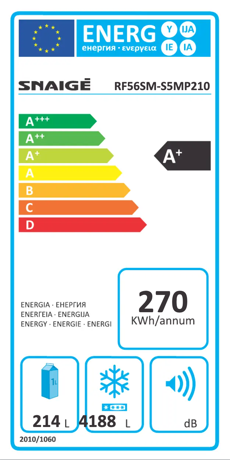 Page n°1 - Label énergétique Snaigė Fresh INN RF56SM-S5MP2F0
