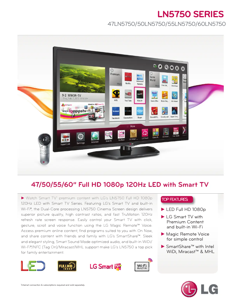 Página 1 del manual Ficha técnica LG 47LN5750