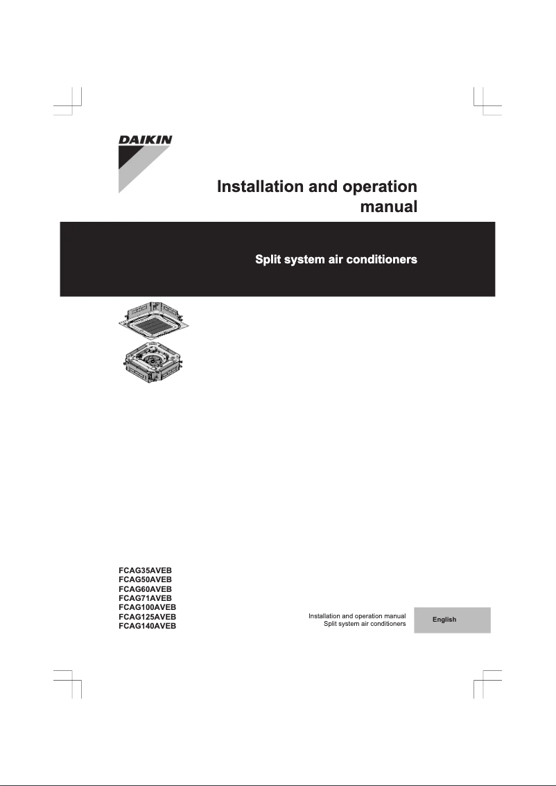 Page 1 de la notice Manuel utilisateur Daikin FCAG35A