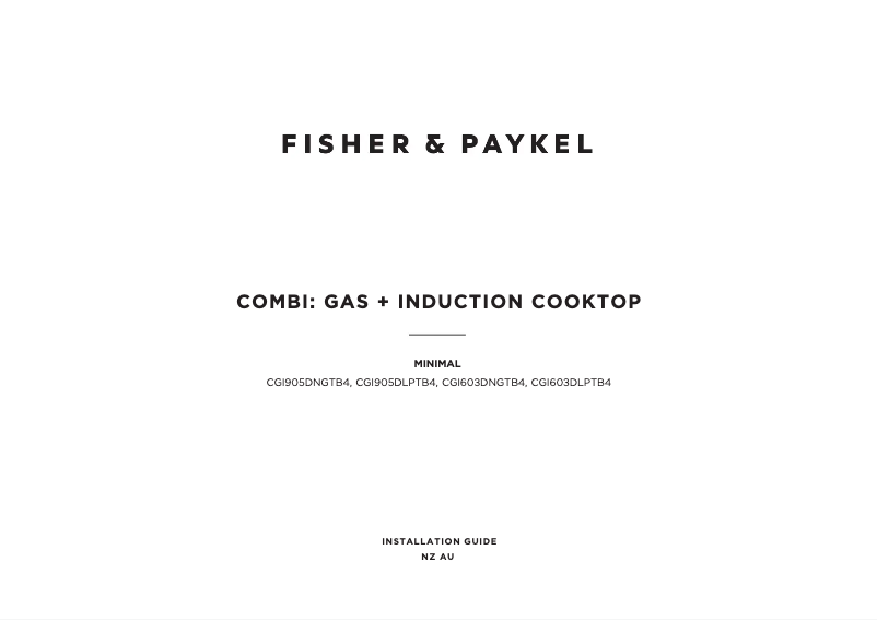 Page n°1 - Guide d'installation Fisher & Paykel CGI905DLPTB4