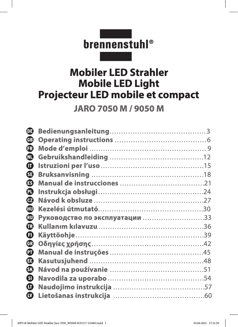 Image de la première page du manuel de l'appareil JARO 7050 M