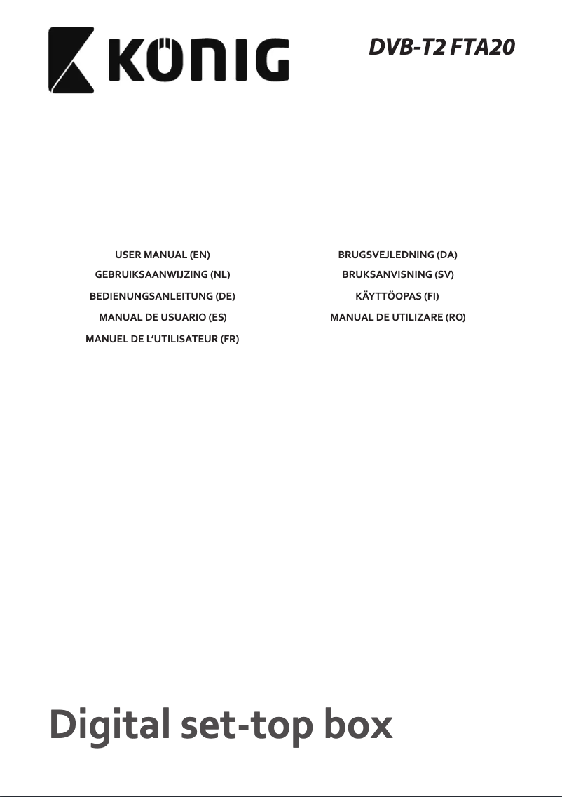 Image de la première page du manuel de l'appareil DVB-T2 FTA20