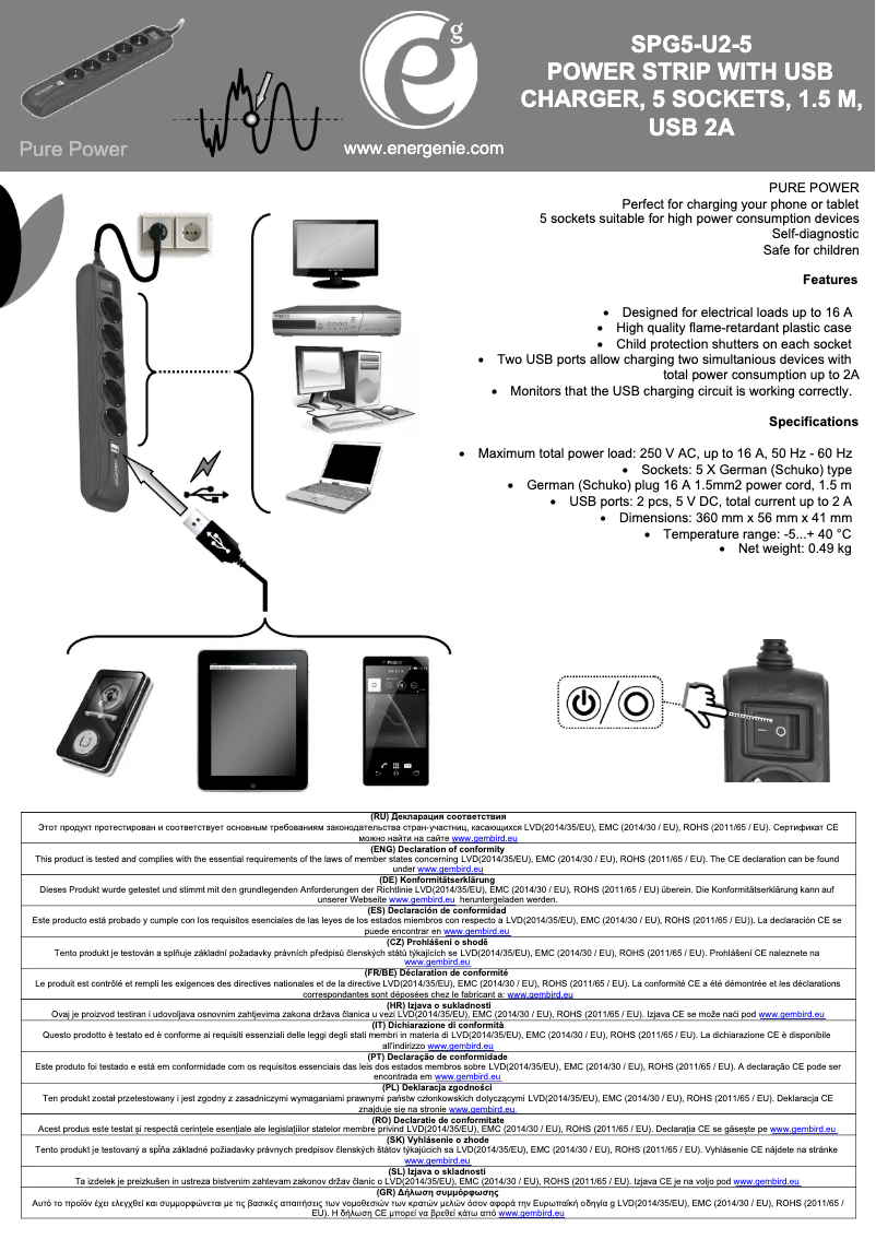 Page 1 de la notice Manuel utilisateur EnerGenie SPG5-U2-5