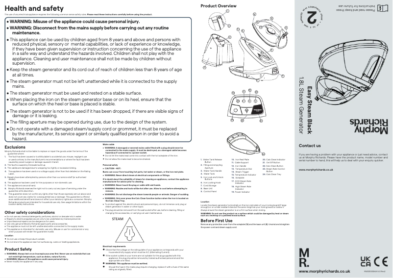 Página 1 del manual Manual de usuario Morphy Richards Easy Steam 333030