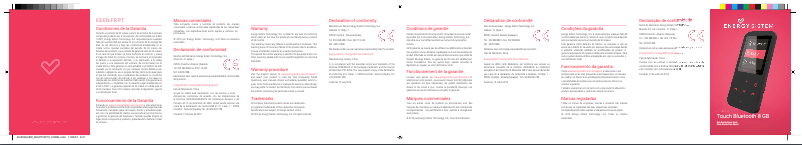 Page n°1 - Manuel utilisateur Energy Sistem MP4 Touch Bluetooth