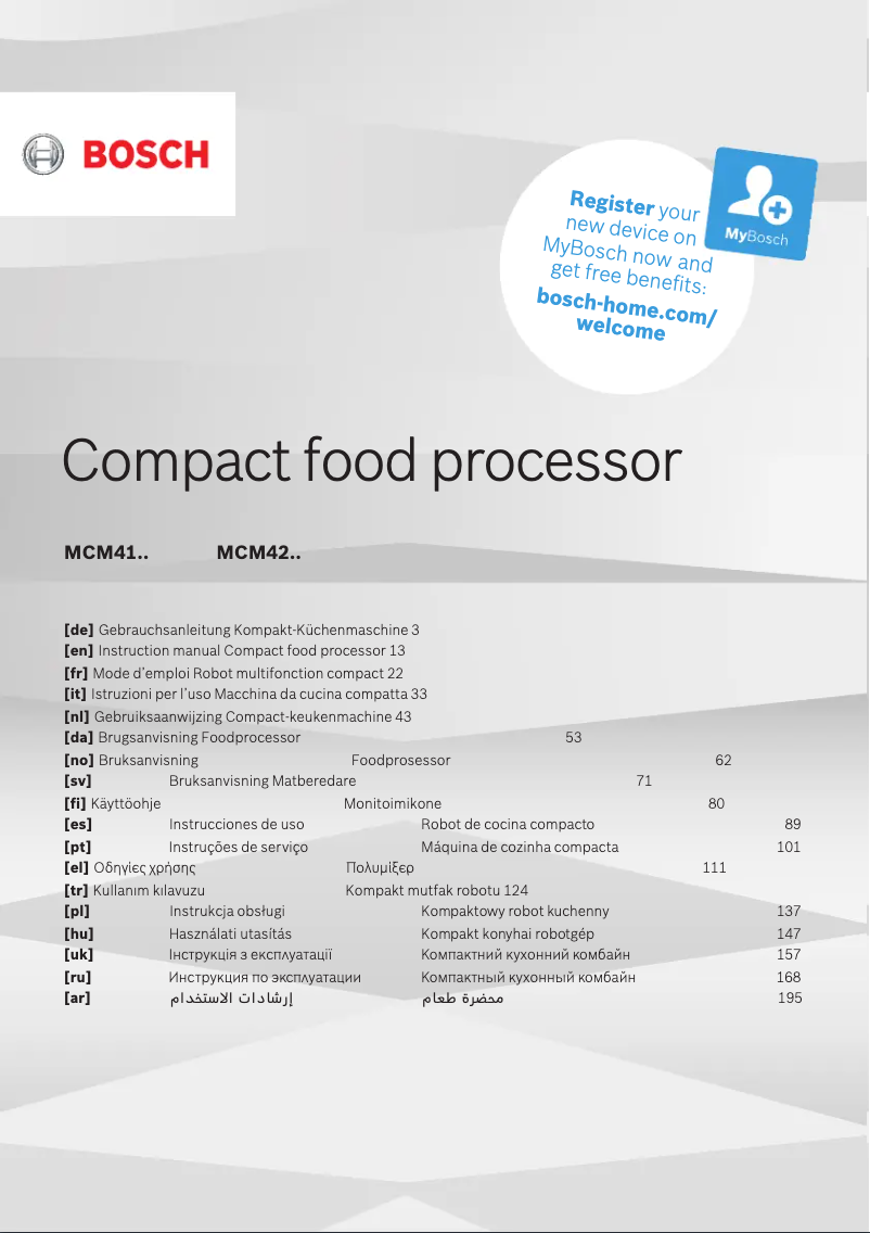 Page n°1 - Manuel utilisateur Bosch MCM4100