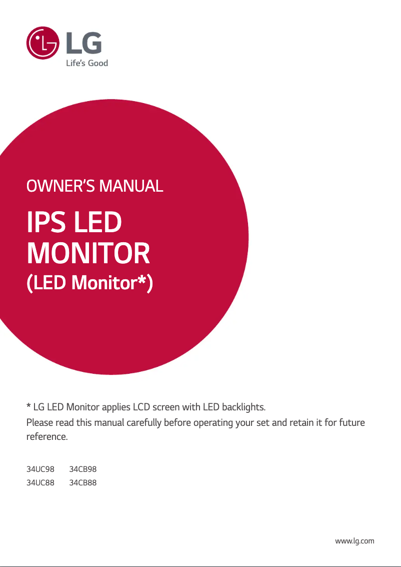 Page 1 of the manual User Manual LG 34UC88