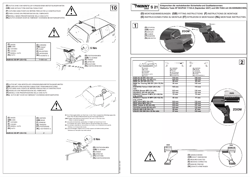 Page 1 de la notice Manuel utilisateur Twinny Load S 21