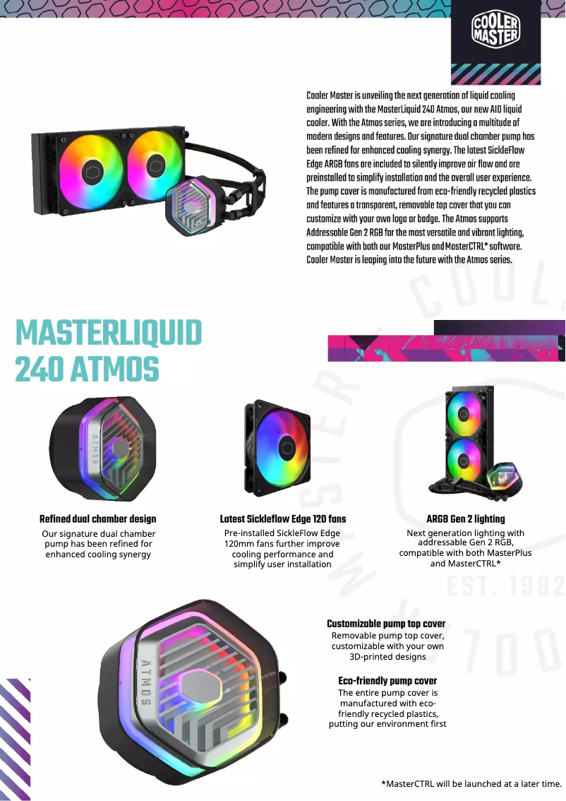 Page n°1 - Fiche technique Cooler Master MasterLiquid 240 ATMOS