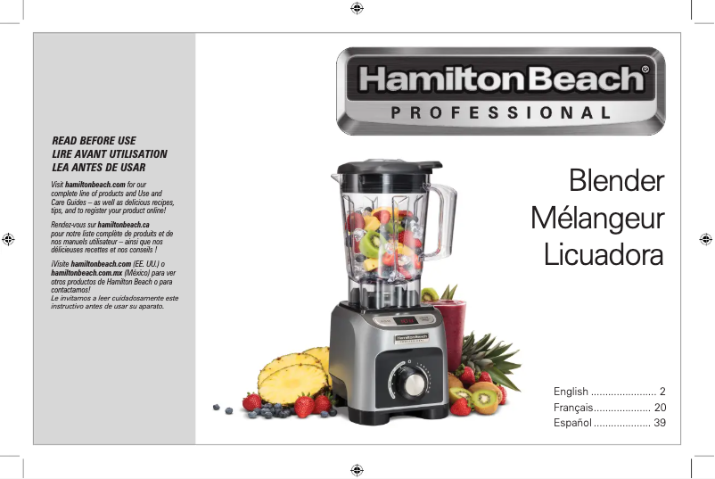 Page 1 de la notice Manuel utilisateur Hamilton Beach 58850