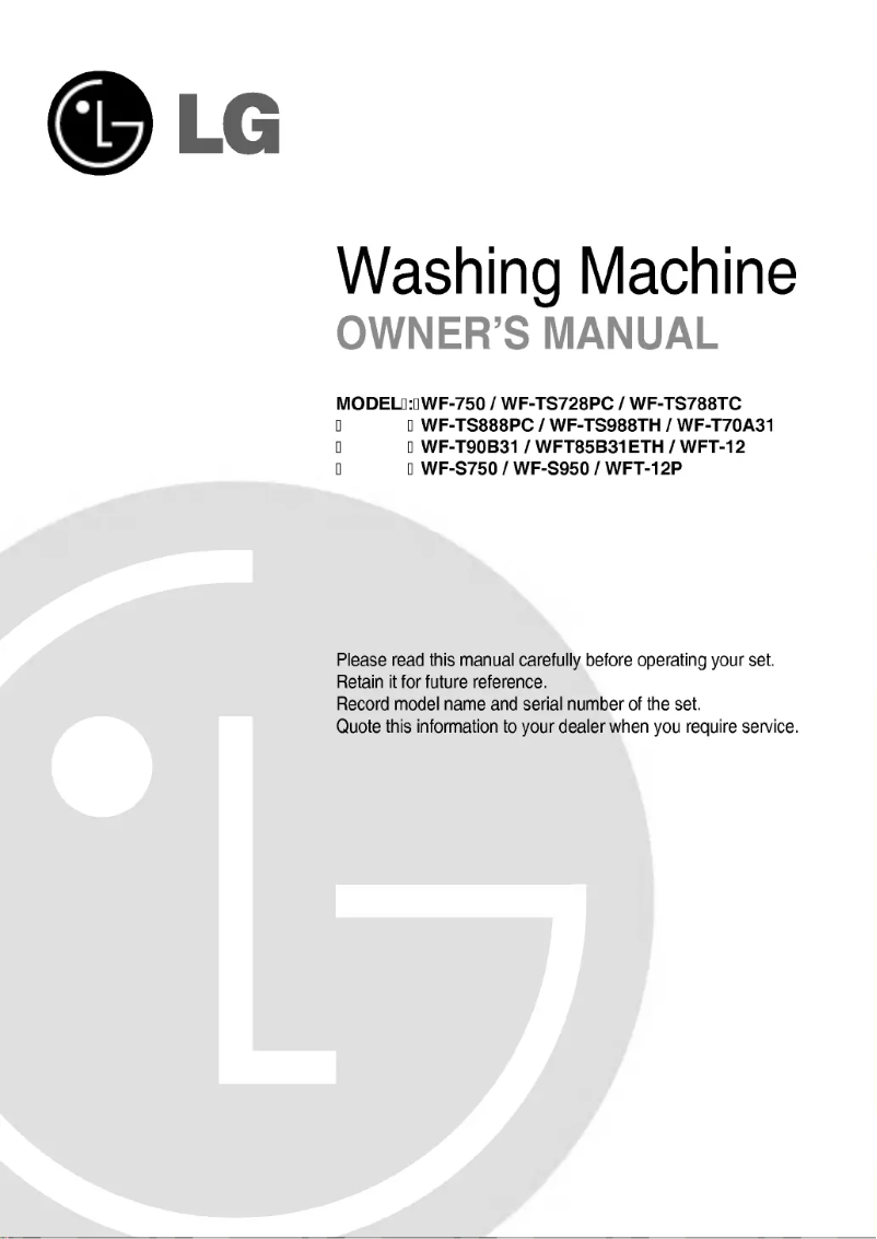 Page n°1 - Manuel utilisateur LG WFT85B31EFT