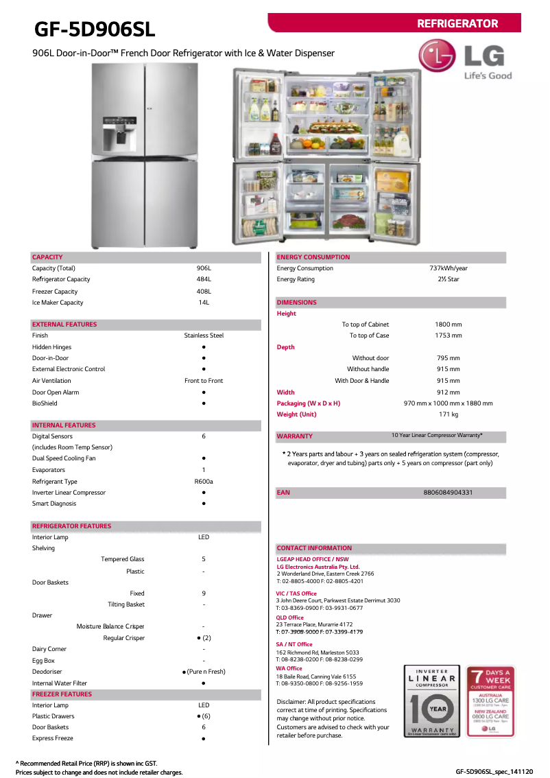 Image de la première page du manuel de l'appareil GF-5D906SL