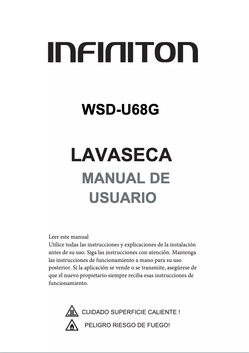 Page 1 de la notice Manuel utilisateur Infiniton WSD-U68G