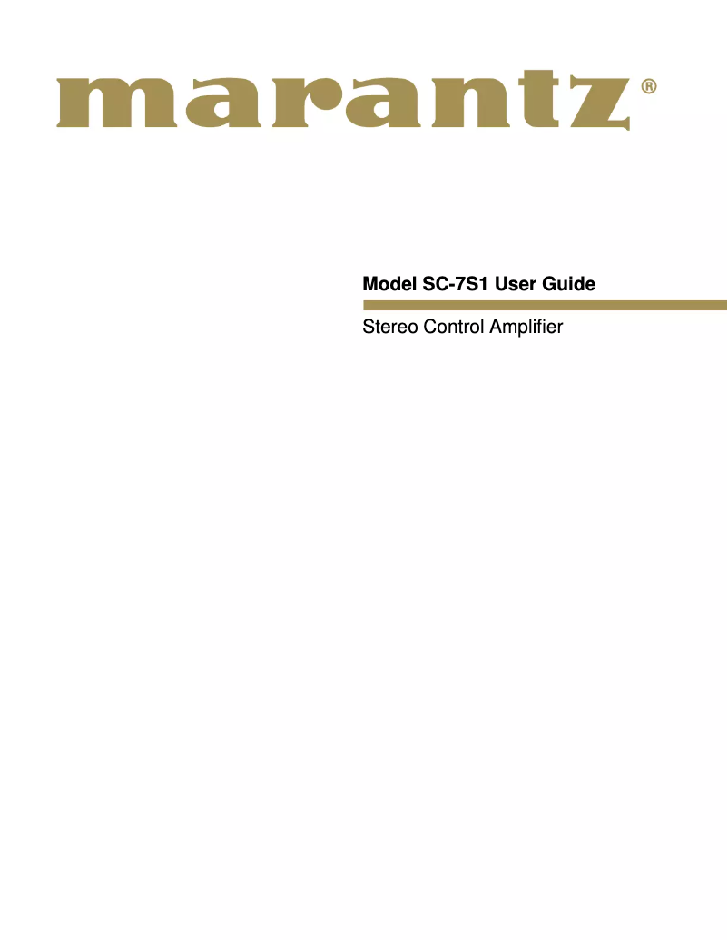 Page 1 de la notice Manuel utilisateur Marantz SC-7S1