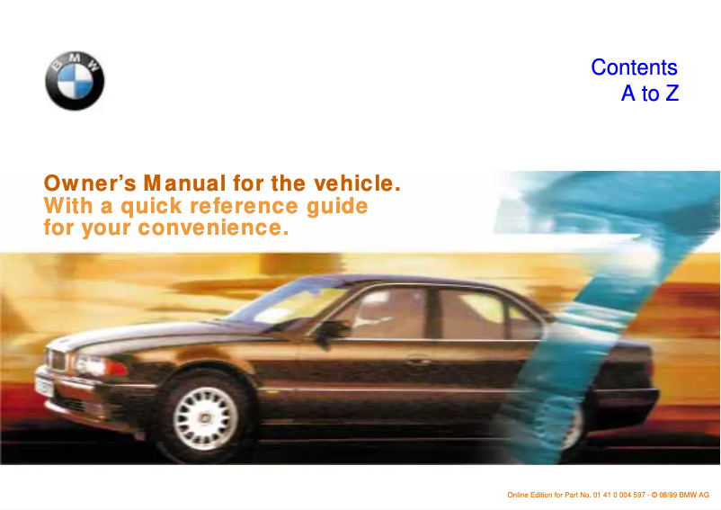 Page 1 de la notice Manuel utilisateur BMW 740iL (2000)