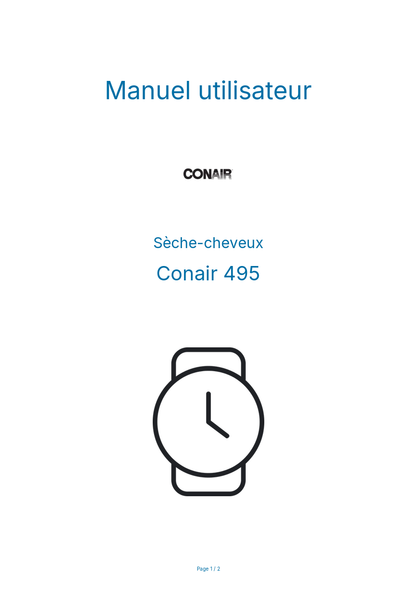 Page n°1 - Manuel utilisateur Conair 495