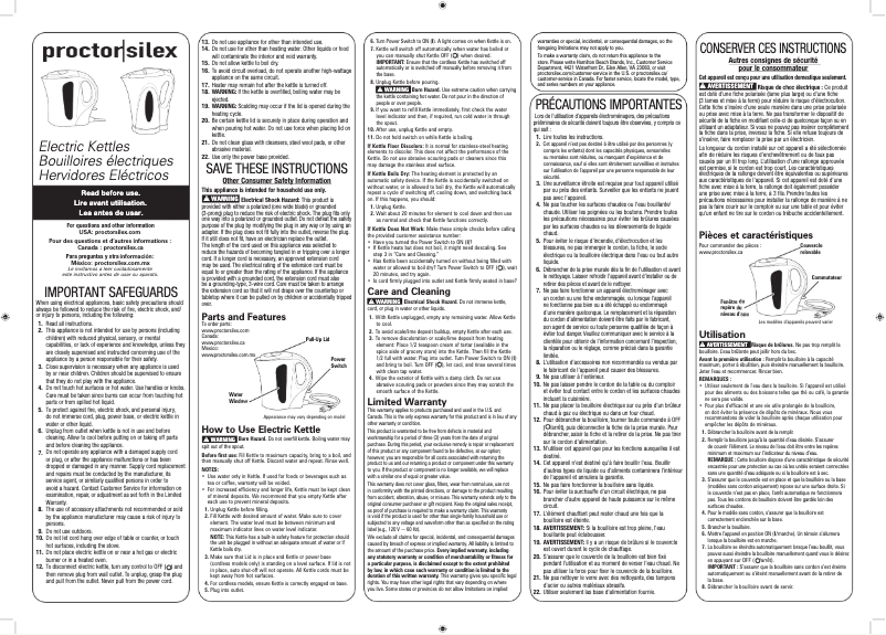 Page 1 de la notice Manuel utilisateur Proctor Silex K4097PS