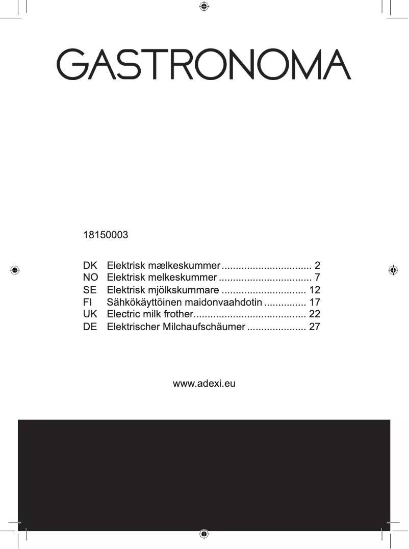 Página 1 del manual Manual de usuario Gastronoma 18150003