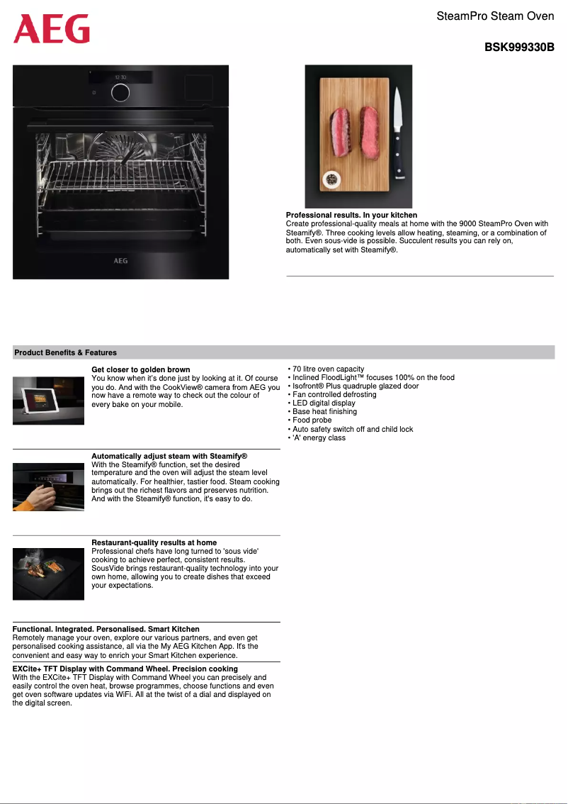 Page 1 de la notice Fiche technique AEG BSK999330B
