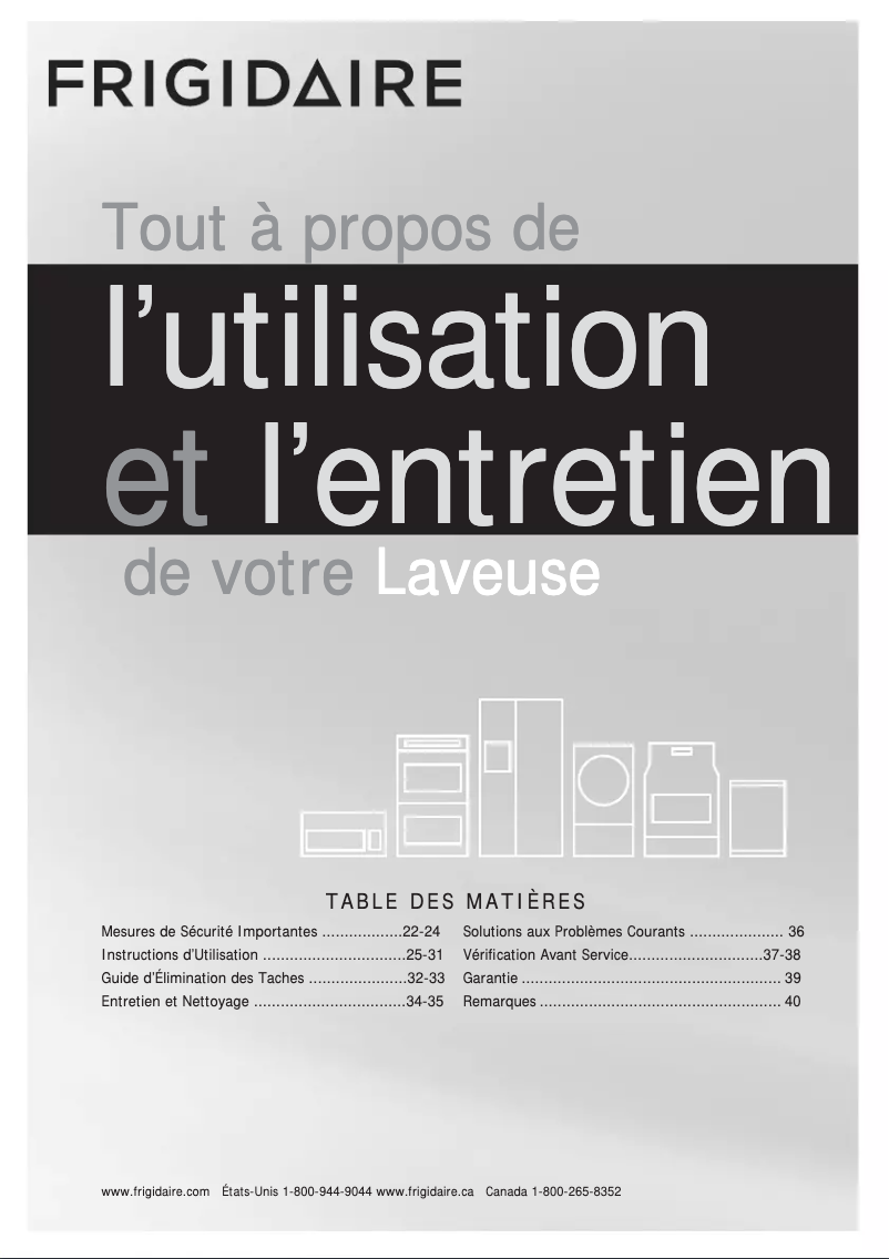 Page 1 de la notice Manuel utilisateur Frigidaire FFTW4120SW