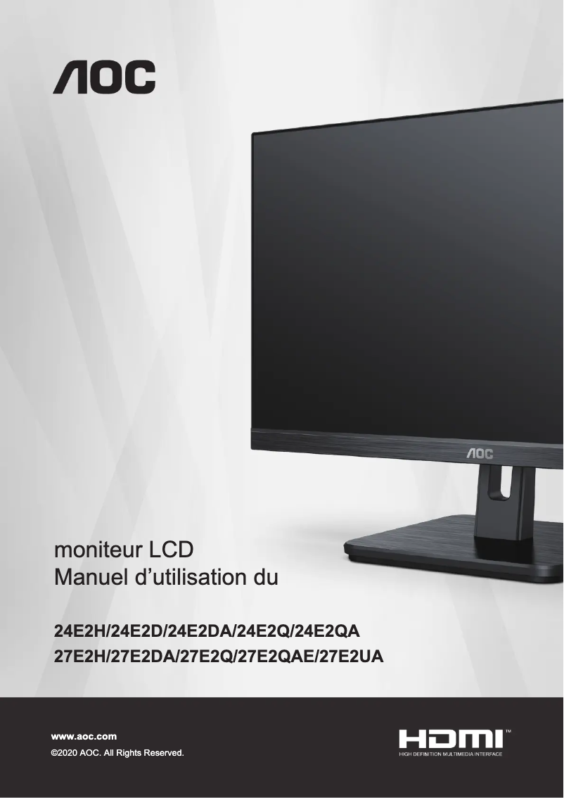 Page 1 de la notice Manuel utilisateur AOC 27E2QAE
