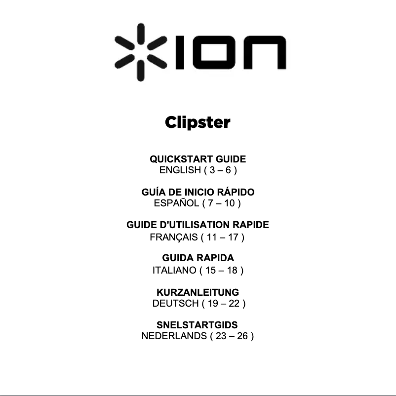 Image de la première page du manuel de l'appareil Clipster